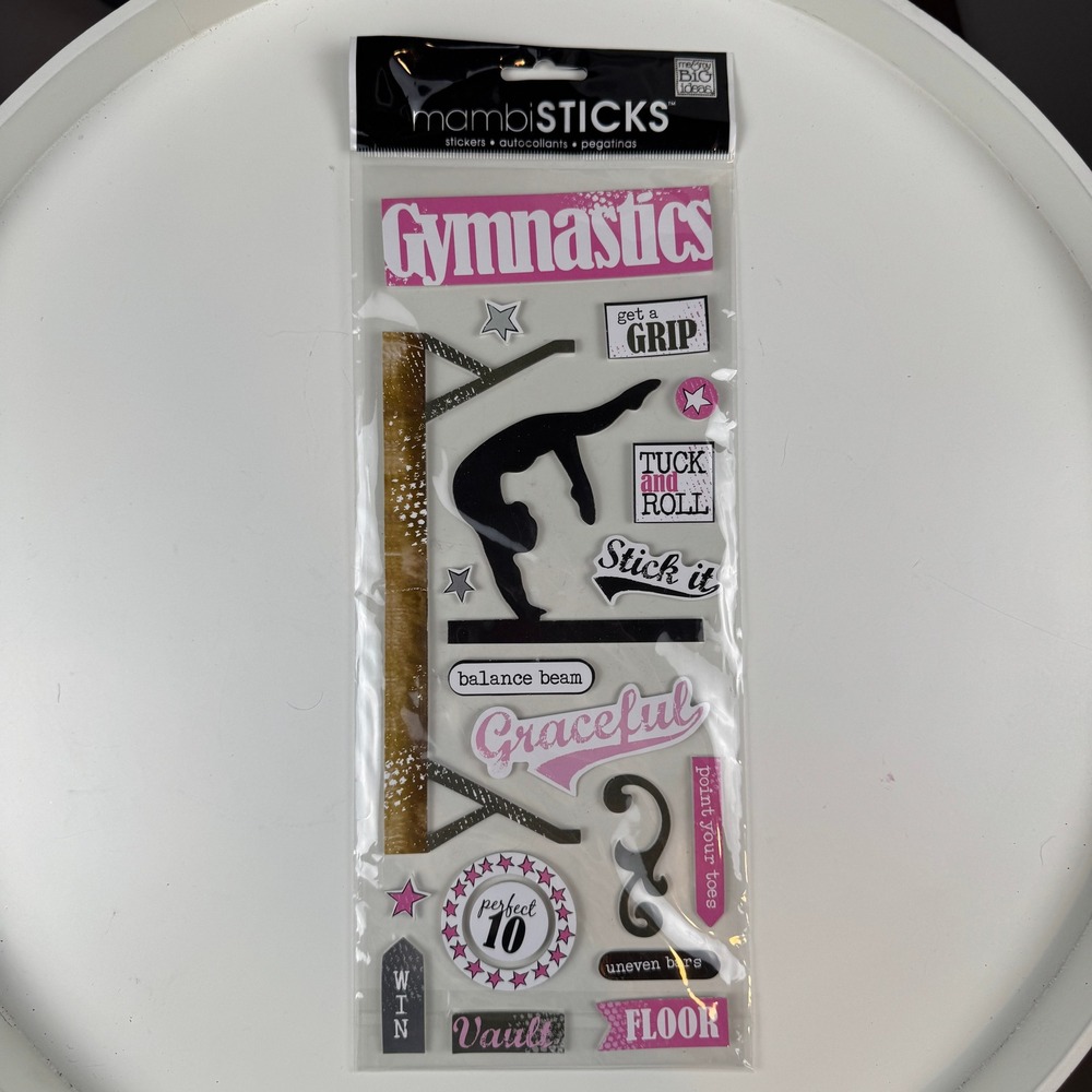 MAMBI 2009 Gymnastics Stickers Kids Pink NWT 3D Dimensional Scrapbook RARE